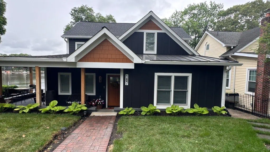 Severna Park, MD home with mixed exterior siding surfaces — Finn’s Painting Company exterior project.
